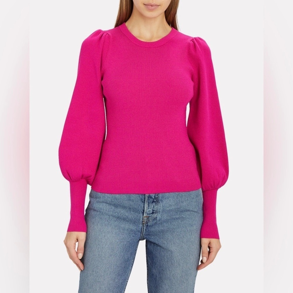 A.L.C. Pink Lyla Puff Sleeve Sweater Ribbed Size S